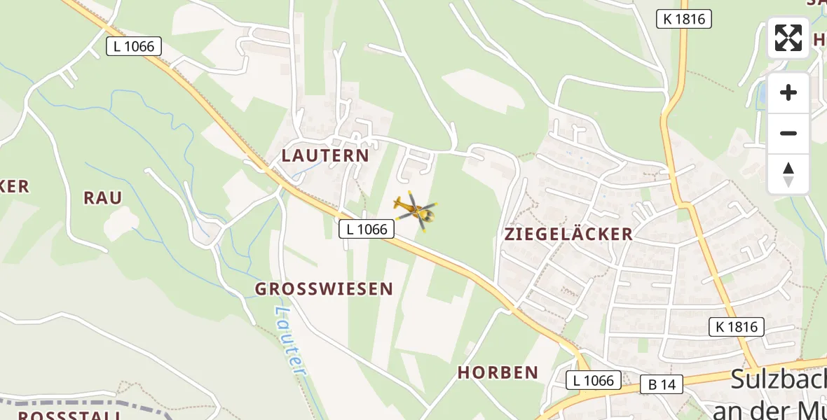 Flugroute Rettungshubschrauber Sulzbach an der Murr - Sulzbach an der Murr, 09 April 2026, 11:03