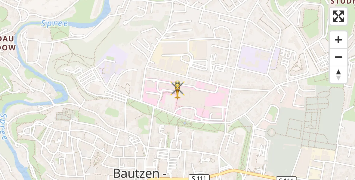 Flugroute Rettungshubschrauber Bautzen - Bautzen, 09 April 2026, 11:16