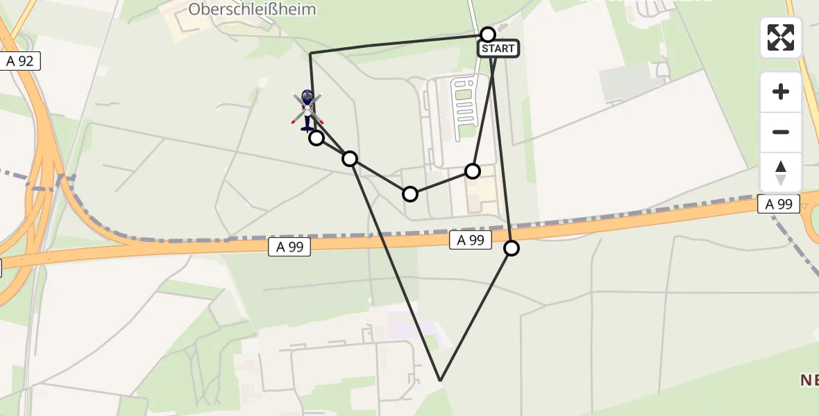 Flugroute Polizeihubschrauber Oberschleissheim Hubschrauberlandeplatz - Oberschleißheim, 09 April 2026, 11:18