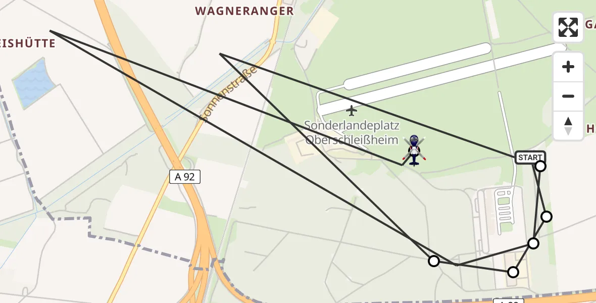 Flugroute Polizeihubschrauber Oberschleissheim Hubschrauberlandeplatz - Schleissheim Flugplatz, 09 April 2026, 11:29