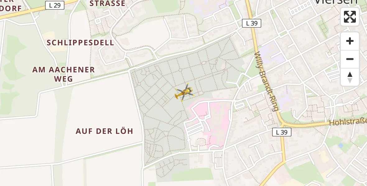 Flugroute Ambulanzhubschrauber Viersen General Hospital - Viersen General Hospital, 09 April 2026, 11:32