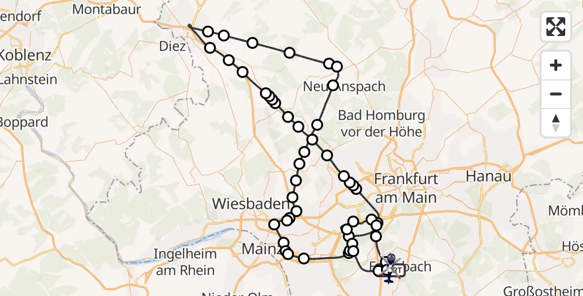 Flugroute Polizeihubschrauber Flughafen Frankfurt-Egelsbach - Flughafen Frankfurt-Egelsbach, 09 April 2026, 11:43
