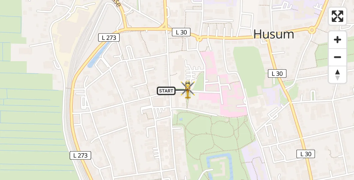 Flugroute Rettungshubschrauber Husum - Husum, 09 April 2026, 12:06