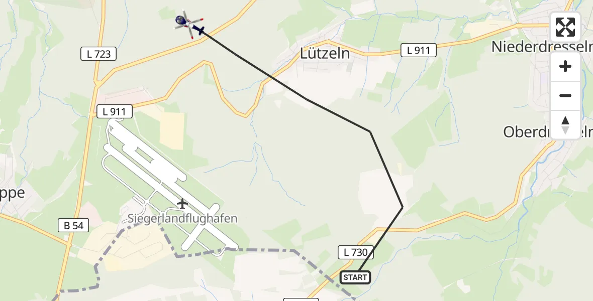 Flugroute Polizeihubschrauber Burbach - Burbach, 09 April 2026, 12:40