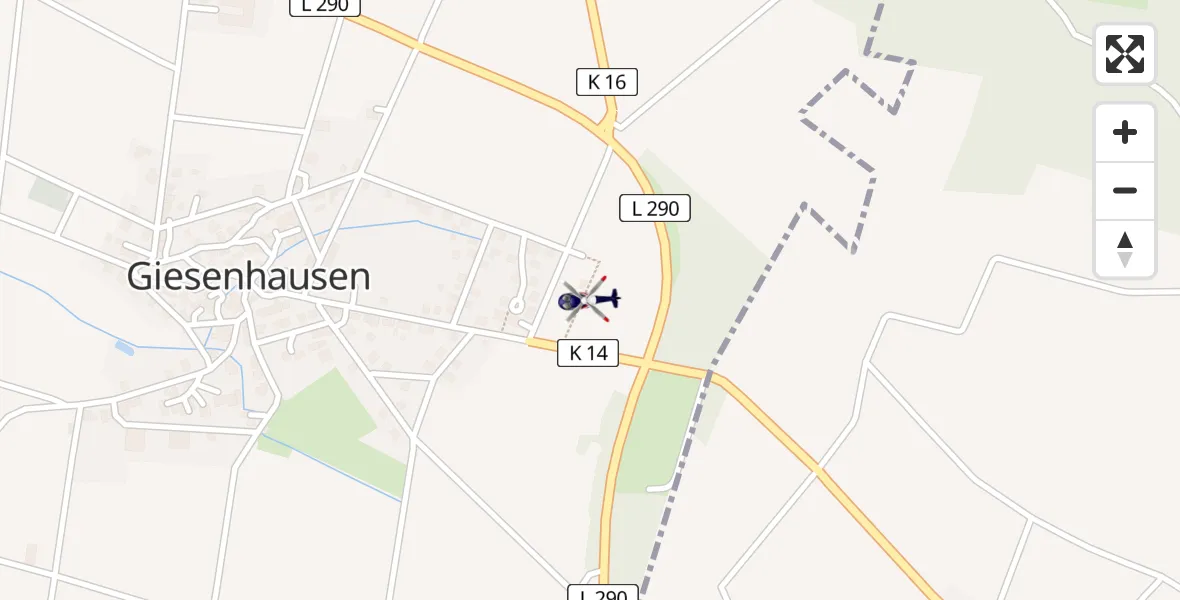 Flugroute Polizeihubschrauber Giesenhausen - Giesenhausen, 09 April 2026, 13:21
