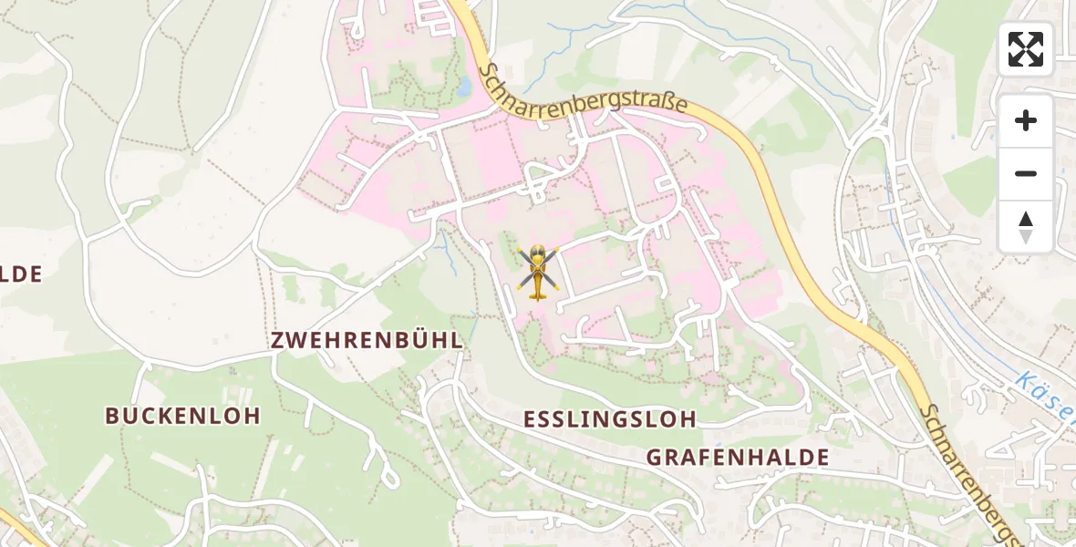 Flugroute Rettungshubschrauber Tübingen University Hospital - Tübingen University Hospital, 09 April 2026, 13:24