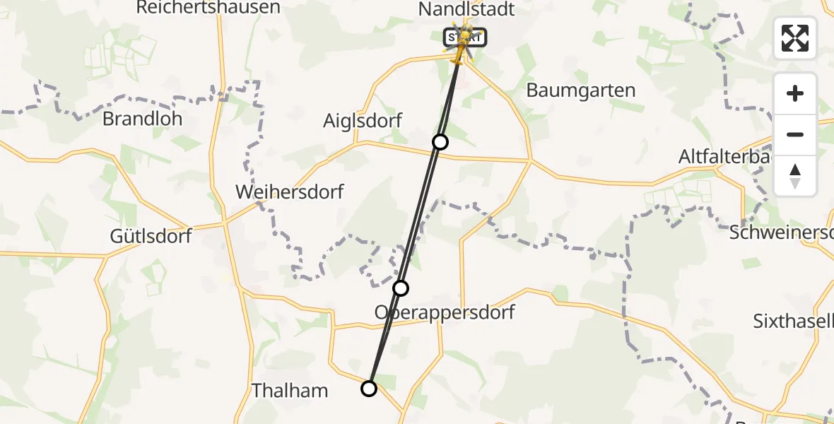 Flugroute Rettungshubschrauber Nandlstadt - Nandlstadt, 09 April 2026, 13:29