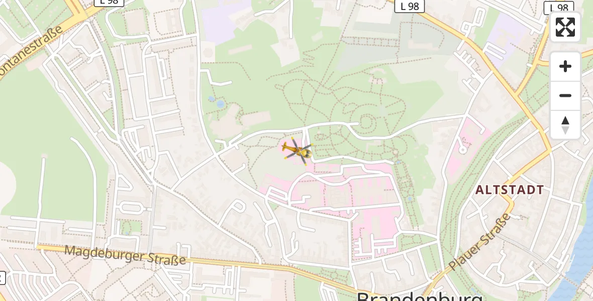 Flugroute Rettungshubschrauber Brandenburg an der Havel - Brandenburg an der Havel, 09 April 2026, 13:43