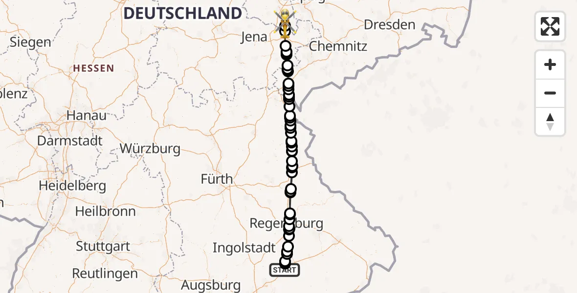 Routekaart van de vlucht: Rettungshubschrauber nach Kretzschau, K 2224
