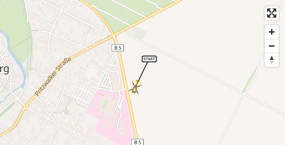Flugroute Rettungshubschrauber Perleberg - Perleberg, 09 April 2026, 14:11