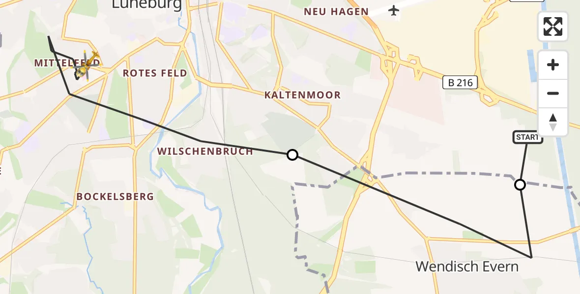 Flugroute Rettungshubschrauber Lüneburg - Lüneburg, 09 April 2026, 14:28