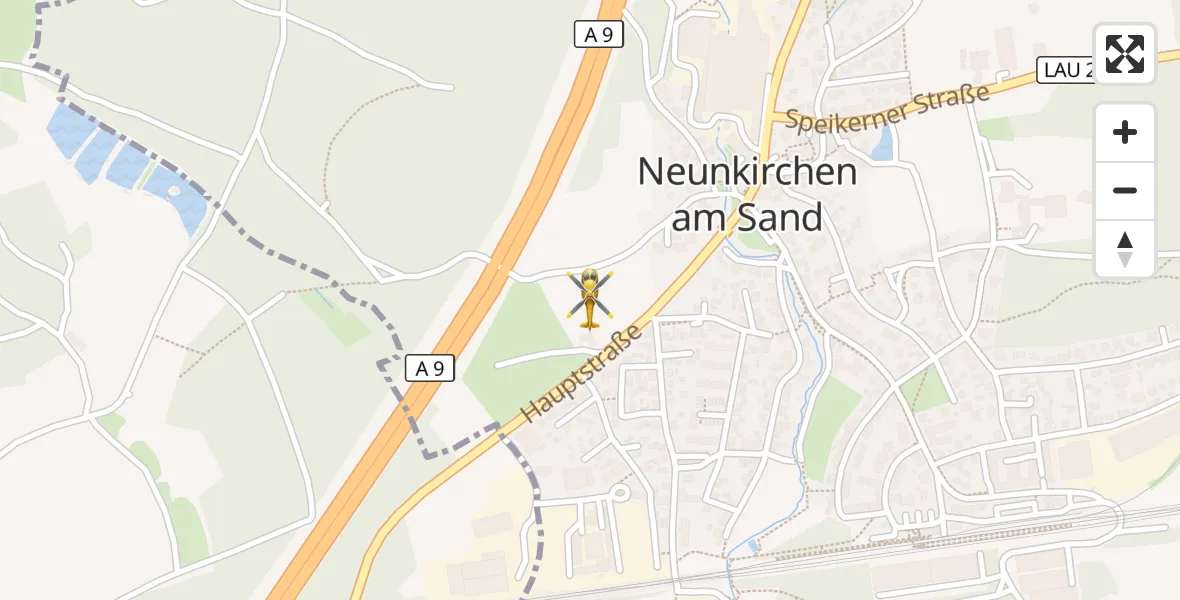 Flugroute Ambulanzhubschrauber Neunkirchen a.Sand - Neunkirchen a.Sand, 09 April 2026, 14:37