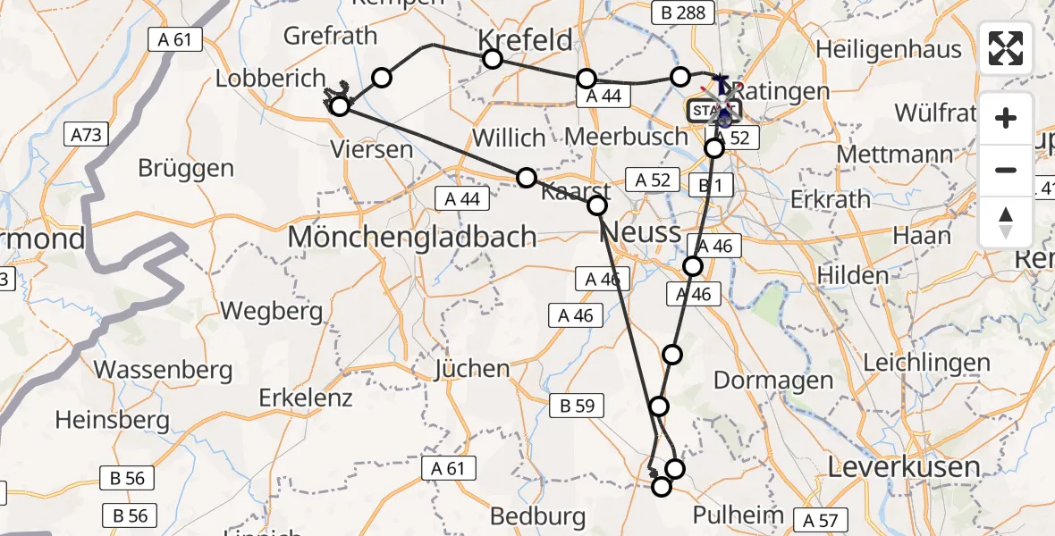 Flugroute Polizeihubschrauber Düsseldorf Flughafen - Düsseldorf Flughafen, 09 April 2026, 14:41