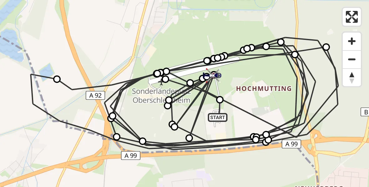 Flugroute Polizeihubschrauber Oberschleißheim - Oberschleissheim Hubschrauberlandeplatz, 09 April 2026, 14:41