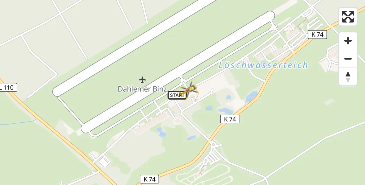 Flugroute Ambulanzhubschrauber Dahlemer Binz Flugplatz - Dahlemer Binz Flugplatz, 09 April 2026, 14:42