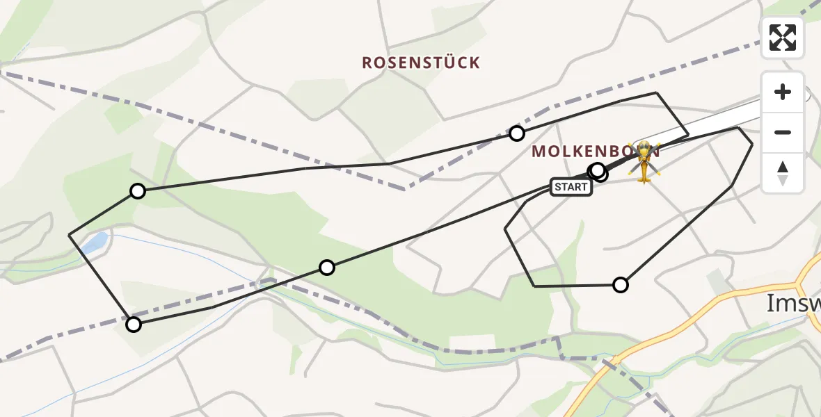 Flugroute Rettungshubschrauber Imsweiler - Imsweiler UL, 09 April 2026, 15:05