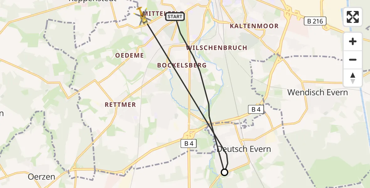 Flugroute Rettungshubschrauber Lüneburg - Lüneburg, 09 April 2026, 15:09