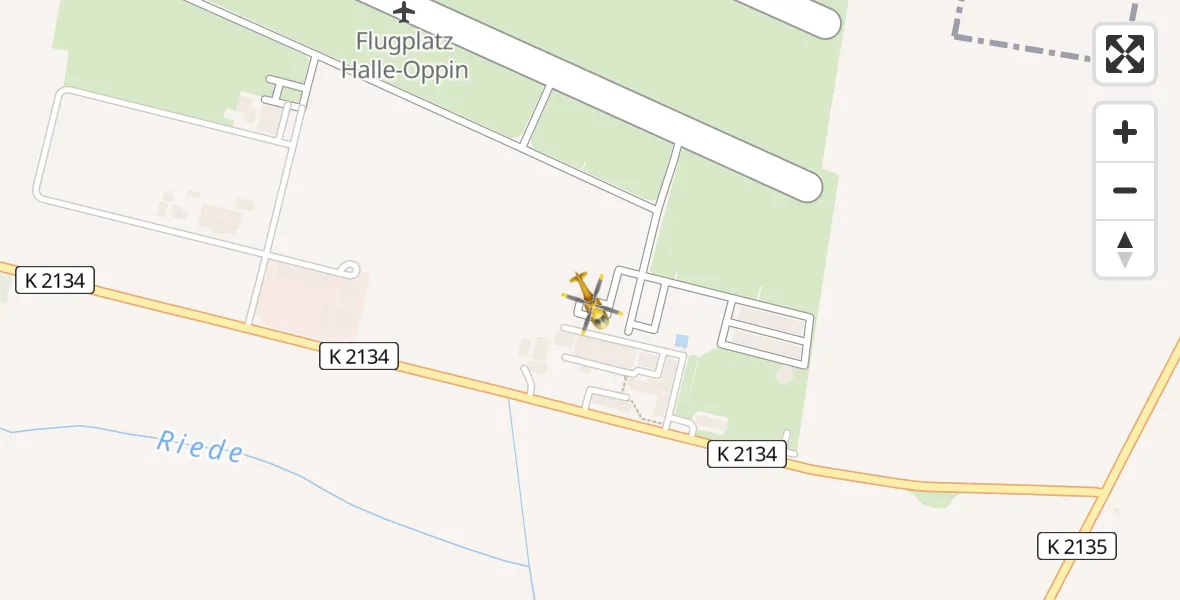 Flugroute Rettungshubschrauber Halle-Oppin Flugplatz - Halle-Oppin Flugplatz, 09 April 2026, 15:22