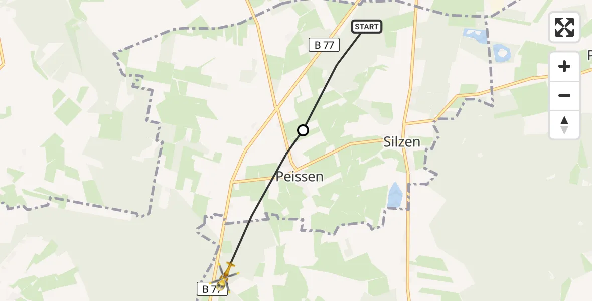 Flugroute Rettungshubschrauber Silzen - Hohenlockstedt, 09 April 2026, 15:23