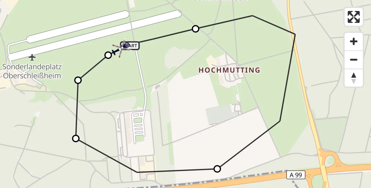 Flugroute Polizeihubschrauber Oberschleissheim Hubschrauberlandeplatz - Oberschleissheim Hubschrauberlandeplatz, 09 April 2026, 15:25