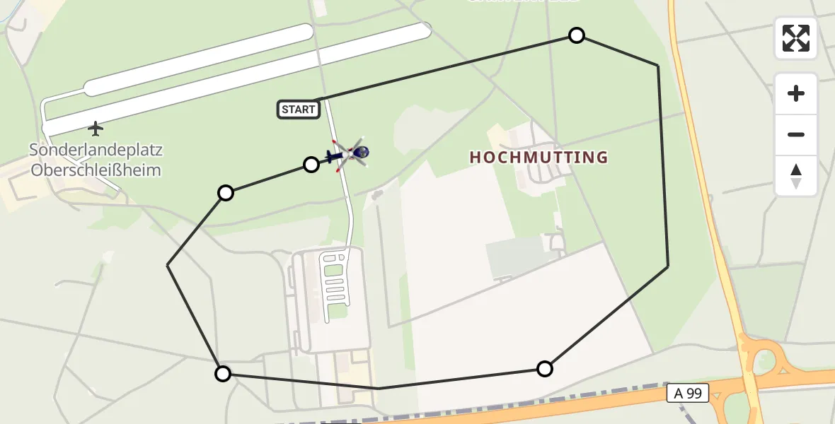 Flugroute Polizeihubschrauber Oberschleissheim Hubschrauberlandeplatz - Oberschleissheim Hubschrauberlandeplatz, 09 April 2026, 15:31
