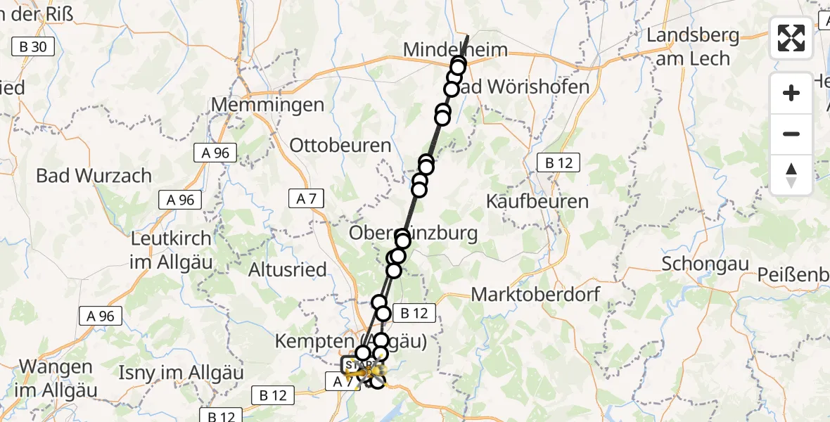 Flugroute Rettungshubschrauber Durach - Kempten-Durach Flugplatz, 09 April 2026, 15:36