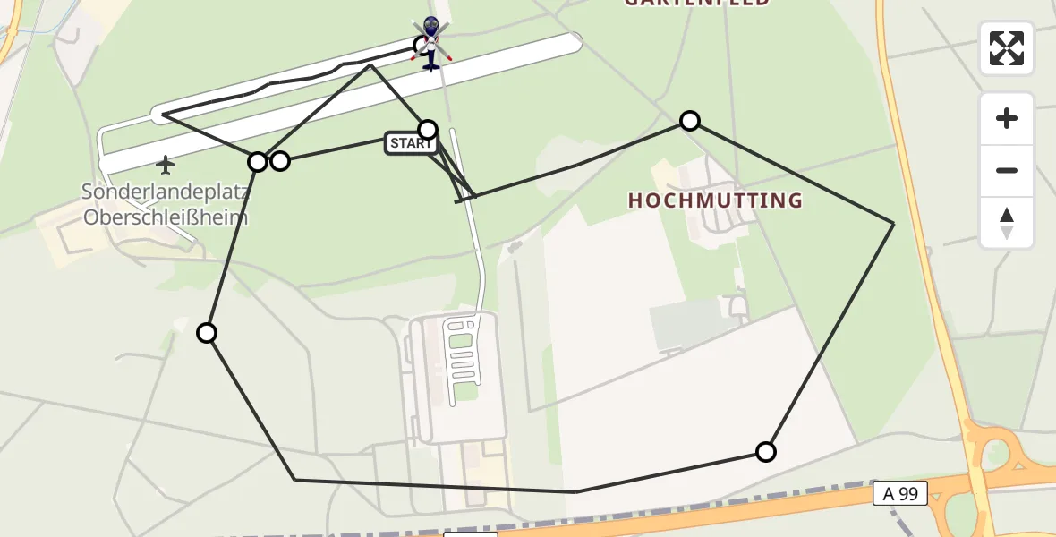 Flugroute Polizeihubschrauber Oberschleissheim Hubschrauberlandeplatz - Oberschleissheim Hubschrauberlandeplatz, 09 April 2026, 15:36