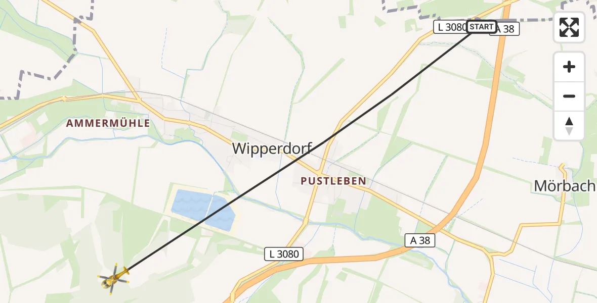Flugroute Rettungshubschrauber Bleicherode - Bleicherode, 09 April 2026, 15:40
