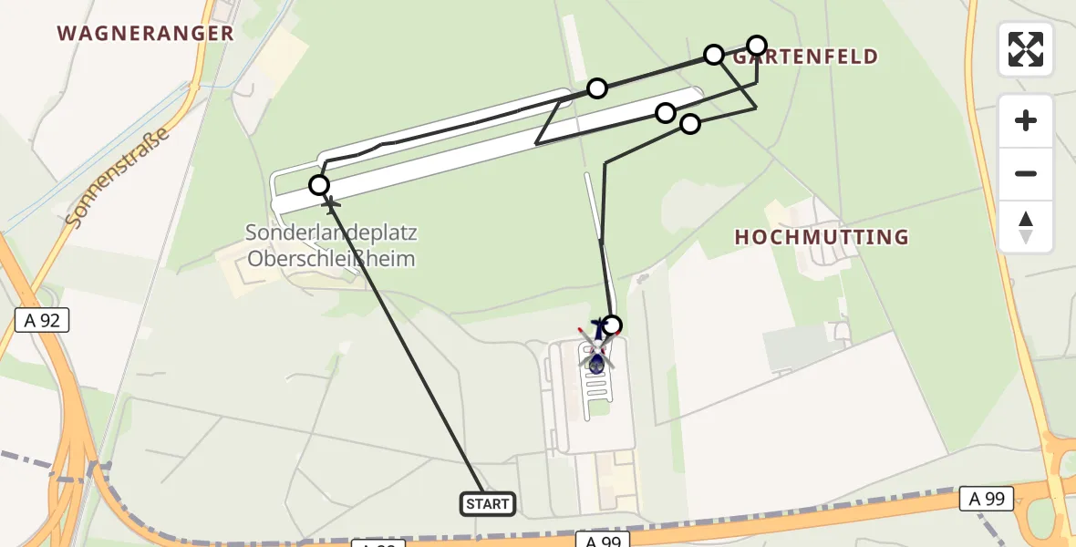 Flugroute Polizeihubschrauber München - Oberschleißheim, 09 April 2026, 15:45