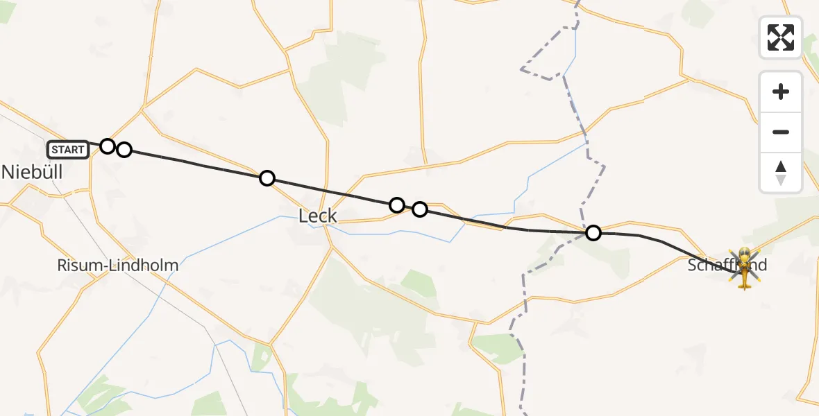 Flugroute Rettungshubschrauber Niebüll - Schafflund, 09 April 2026, 16:41