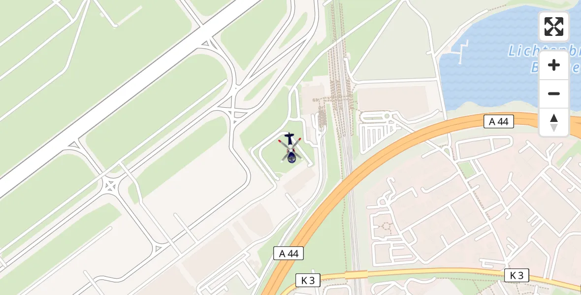 Flugroute Polizeihubschrauber Düsseldorf Flughafen - Düsseldorf Flughafen, 09 April 2026, 16:59