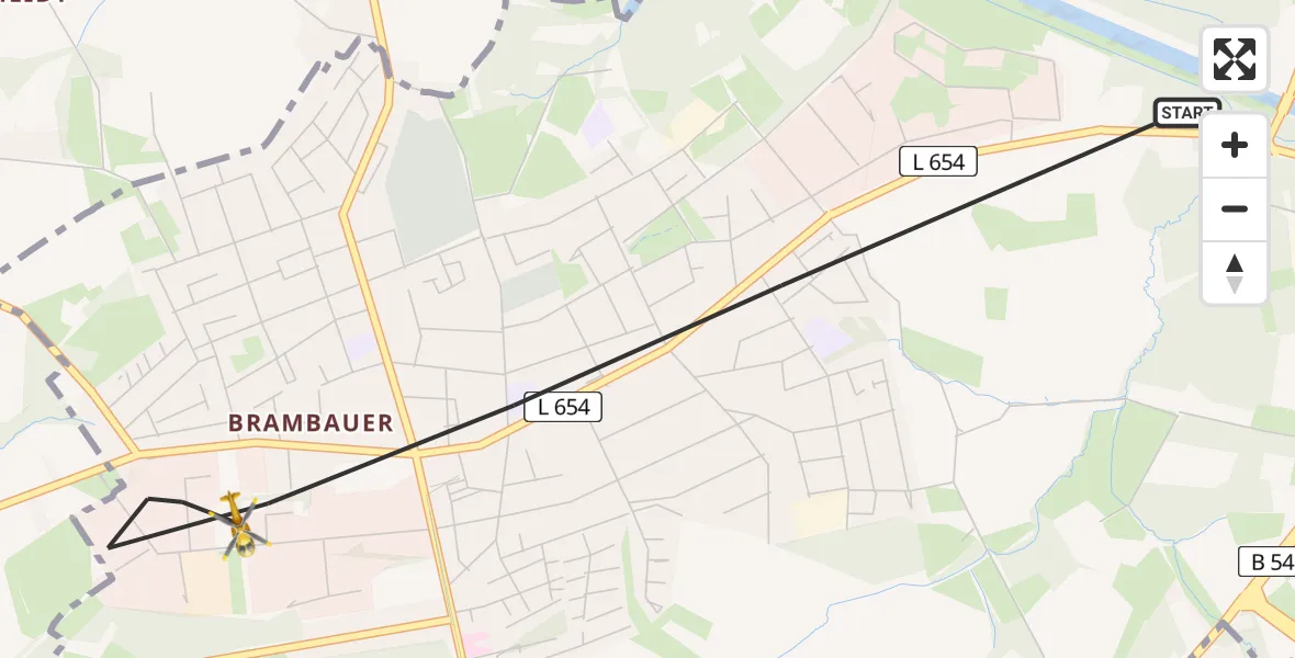 Flugroute Rettungshubschrauber Lünen - Lünen, 09 April 2026, 17:07
