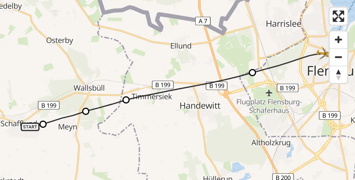 Flugroute Rettungshubschrauber Schafflund - Flensburg, 09 April 2026, 17:20