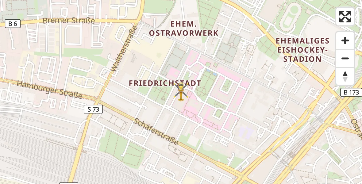 Flugroute Rettungshubschrauber Dresden Friedrichstadt Hospital - Dresden Friedrichstadt Hospital, 09 April 2026, 17:30