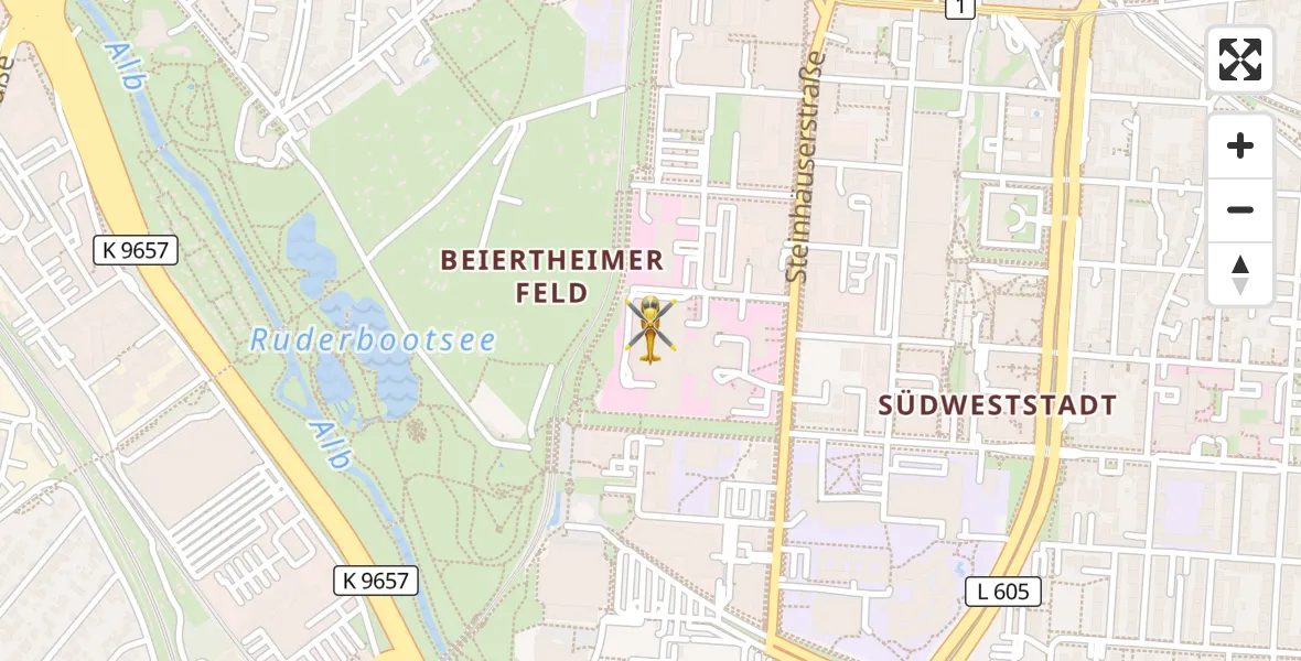 Flugroute Rettungshubschrauber Sankt Vincentius Hospital - Sankt Vincentius Hospital, 09 April 2026, 17:35