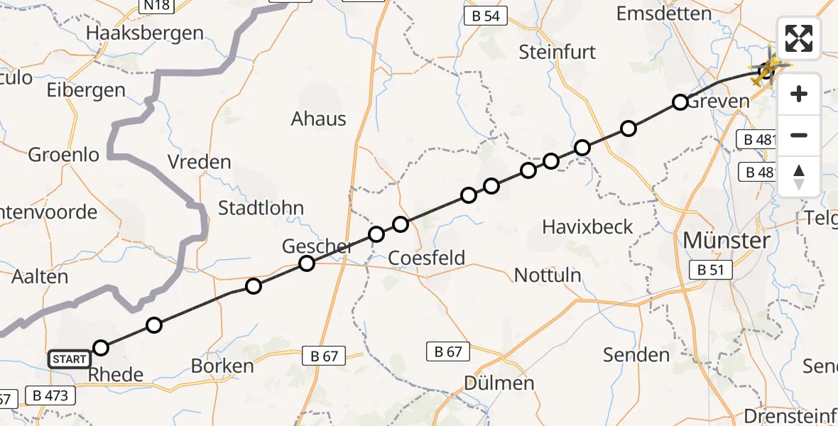 Flugroute Ambulanzhubschrauber Bocholt - Christoph  Westfalen-ADAC, 09 April 2026, 17:56