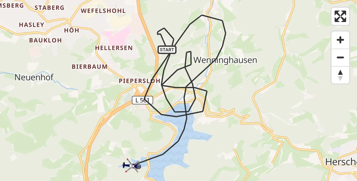 Flugroute Polizeihubschrauber Lüdenscheid - Lüdenscheid, 09 April 2026, 17:58