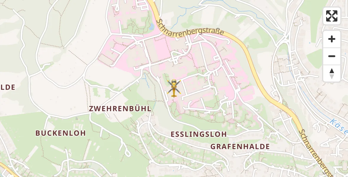 Flugroute Rettungshubschrauber Tübingen University Hospital - Tübingen University Hospital, 09 April 2026, 18:19