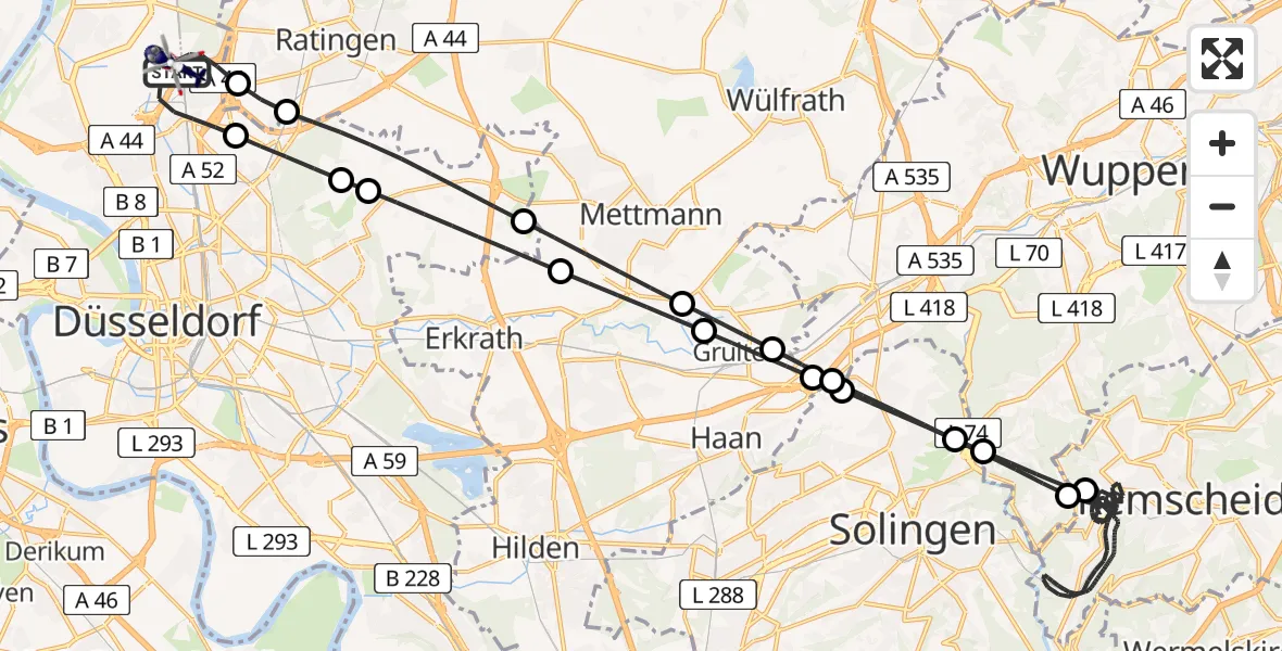 Flugroute Polizeihubschrauber Düsseldorf Flughafen - Düsseldorf Flughafen, 09 April 2026, 18:57