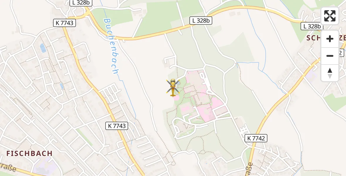 Flugroute Rettungshubschrauber Friedrichshafen Hospital - Friedrichshafen Hospital, 09 April 2026, 19:03