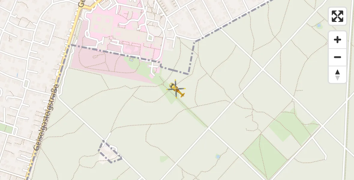 Flugroute Rettungshubschrauber ADAC Air Rescue Center Hubschrauberlandeplatz (Christoph 1) - ADAC Air Rescue Center Hubschrauberlandeplatz (Christoph 1), 09 April 2026, 19:47