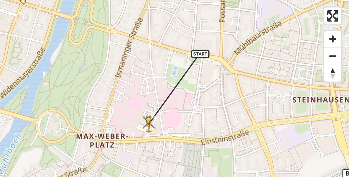 Flugroute Rettungshubschrauber München - Rechts der Isar University Hospital, 09 April 2026, 20:11