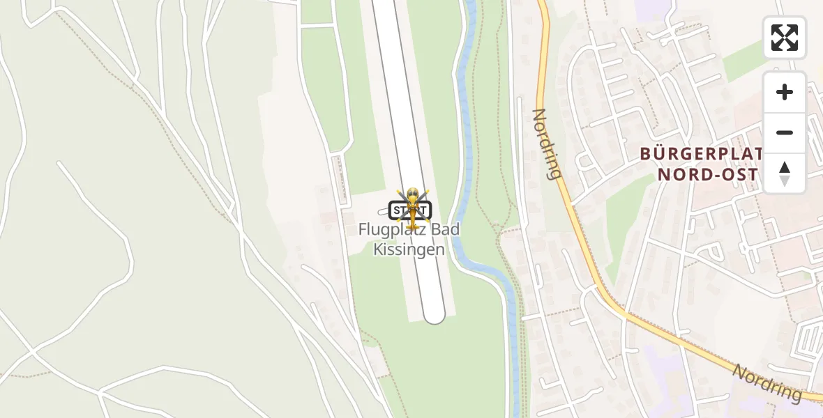 Flugroute Ambulanzhubschrauber Bad Kissingen Flugplatz - Bad Kissingen Flugplatz, 09 April 2026, 21:01