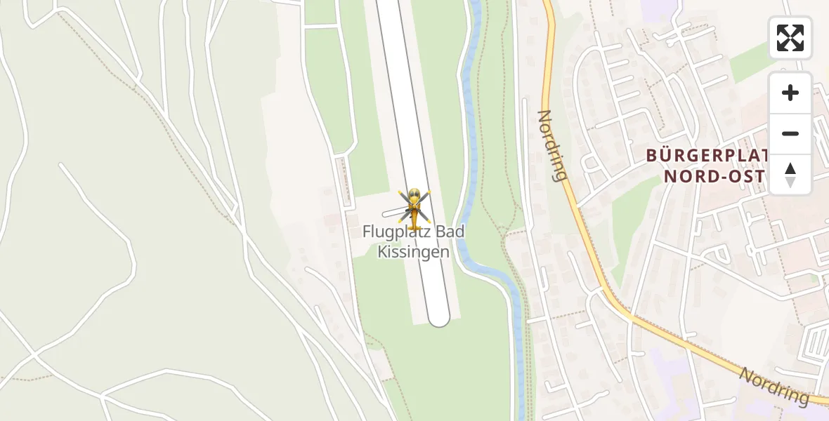 Flugroute Ambulanzhubschrauber Bad Kissingen Flugplatz - Bad Kissingen Flugplatz, 09 April 2026, 21:01