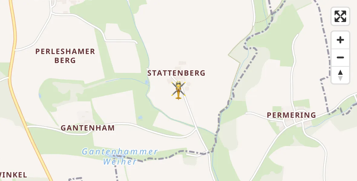 Flugroute Rettungshubschrauber Oberbergkirchen - Oberbergkirchen, 09 April 2026, 21:36