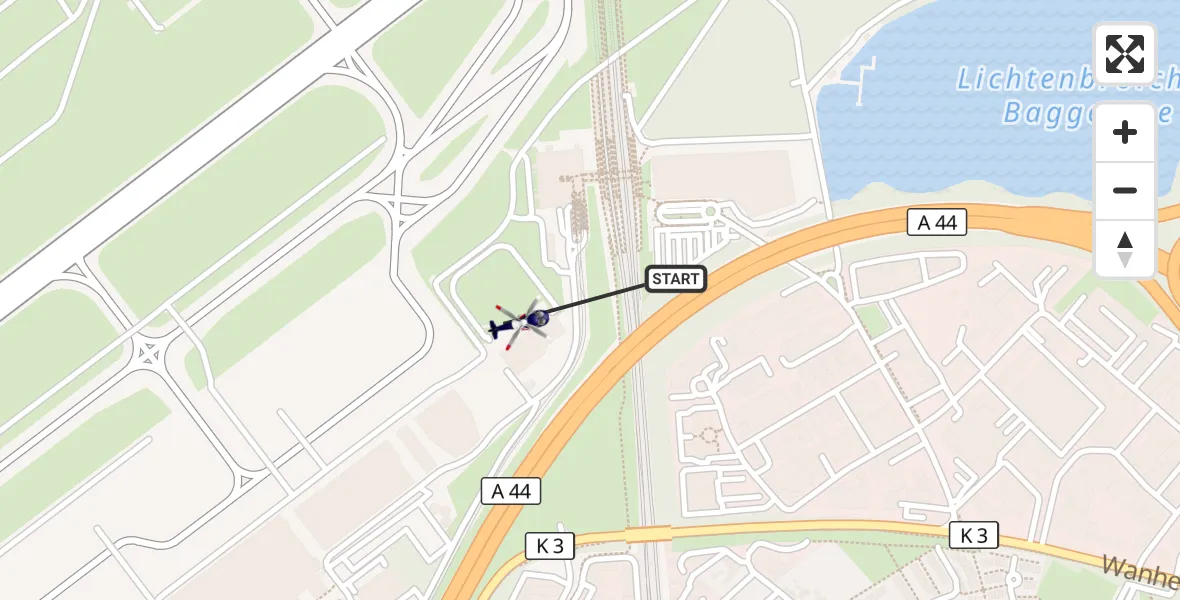 Flugroute Polizeihubschrauber Düsseldorf Flughafen - Düsseldorf Flughafen, 09 April 2026, 23:10