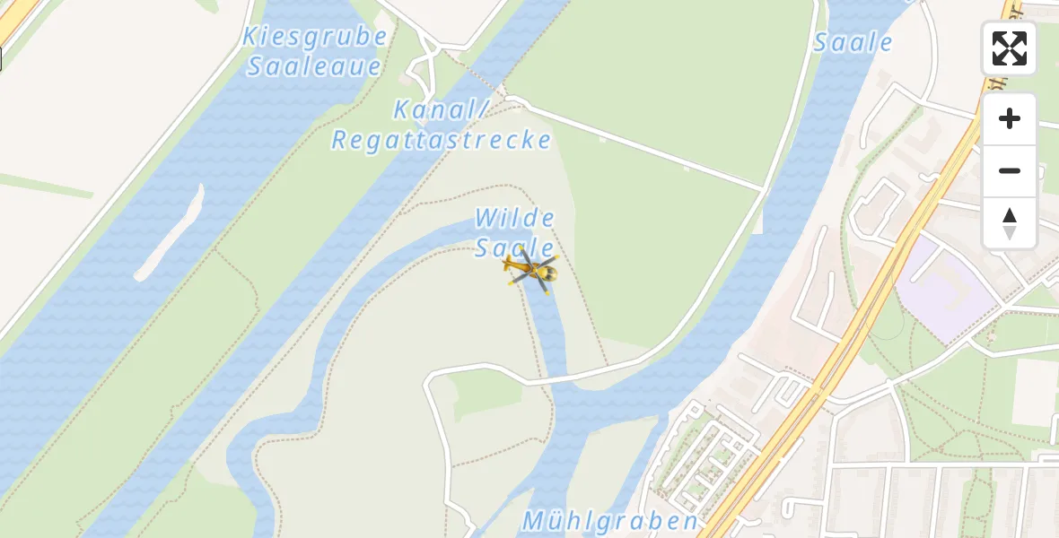 Flugroute Ambulanzhubschrauber Halle (Saale) - Halle (Saale), 10 April 2026, 01:05