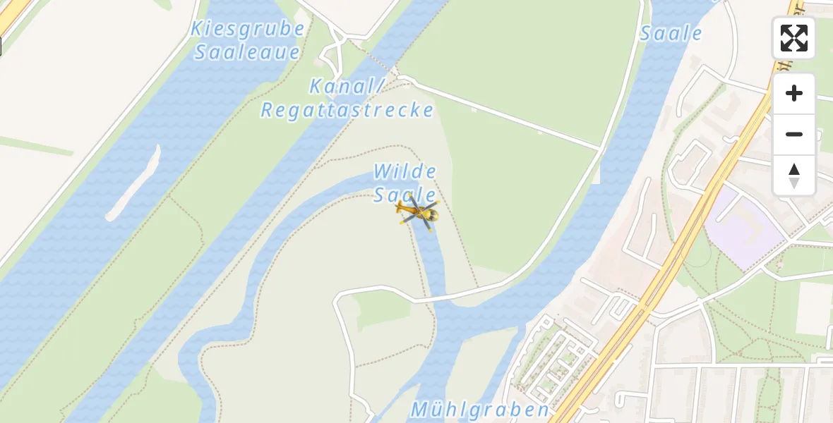 Flugroute Ambulanzhubschrauber Halle (Saale) - Halle (Saale), 10 April 2026, 01:05
