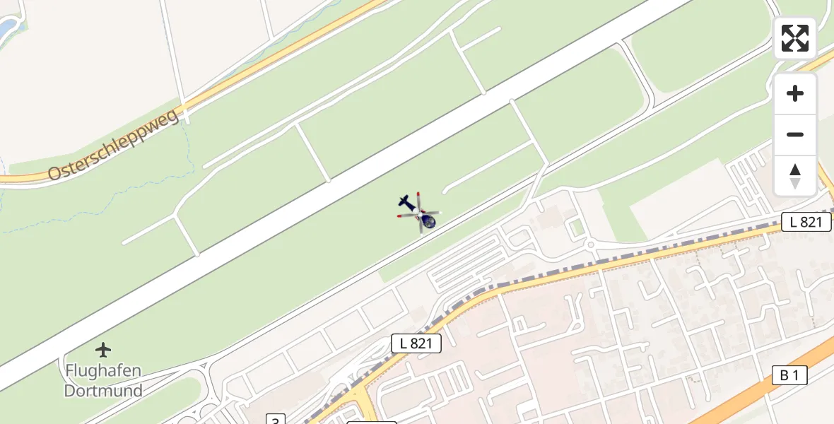 Flugroute Polizeihubschrauber Dortmund Flughafen - Dortmund Flughafen, 10 April 2026, 02:17