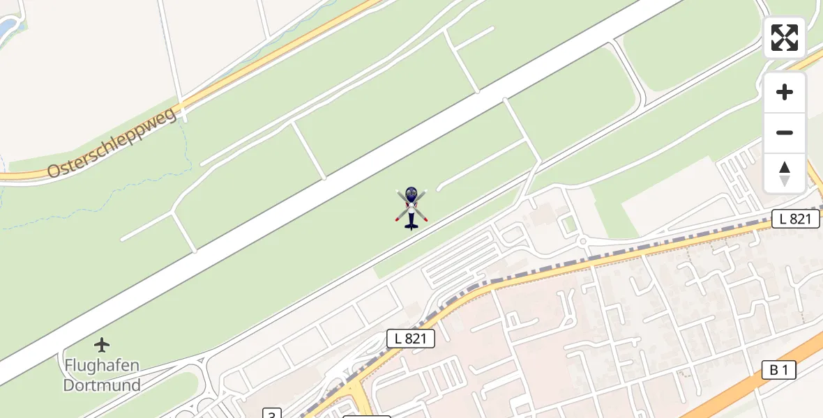 Flugroute Polizeihubschrauber Dortmund Flughafen - Dortmund Flughafen, 10 April 2026, 02:15